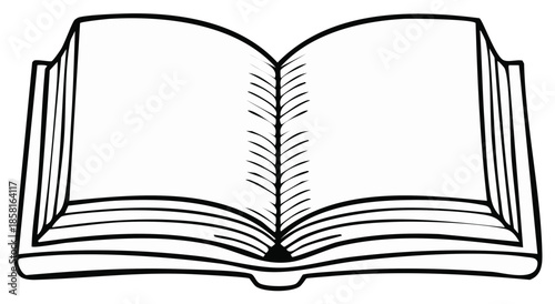 Open Book with Blank Pages Illustration for Education или Literary Projects, Line Art Graphic