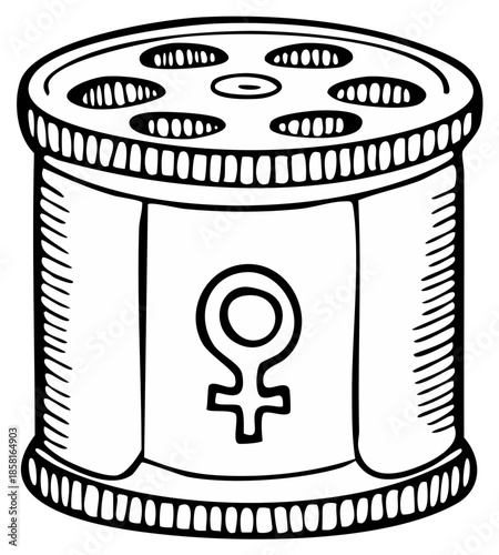 Vintage Mechanical Pencil Sharpener with Female Symbol Illustration