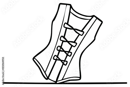 Line Art Corset Garment Illustration, Lace Up, Ribbon Detail, Fashion, Isolated