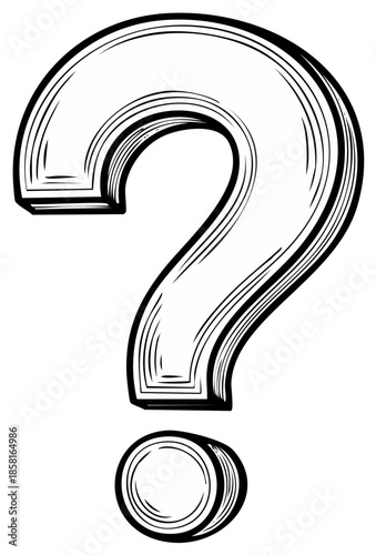 Black and White Question Mark Icon Graphic