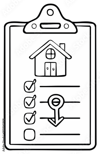 Illustrated checklist for homeownership with house key and house icon