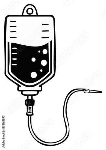 IV drip bag illustration, medical treatment, healthcare