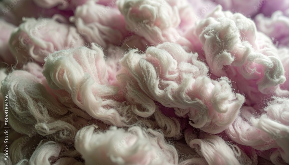 Fototapeta premium Delicate Pink and White Silk Fibers Close-Up.