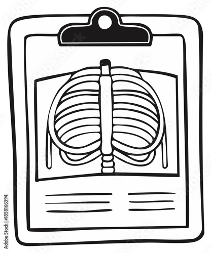 Medical Illustration of a Chest XRay on a Clipboard for Healthcare or Diagnostic Purposes