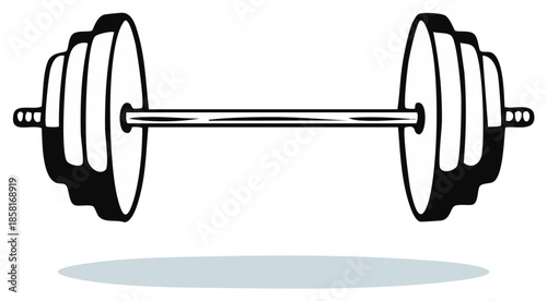 Graphic illustration of a heavy barbell for strength training and fitness workouts