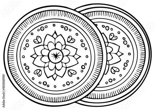 Black and White Decorative Mandala Plates Design