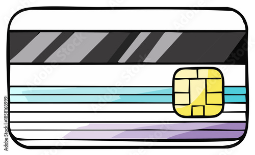 Cartoon Credit Card Illustration for Financial Transactions and Online Shopping Payment