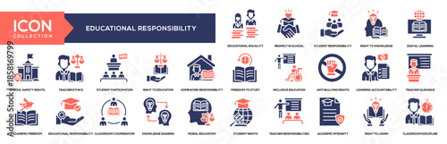 Educational Responsibility Glyph Color Icon Collection