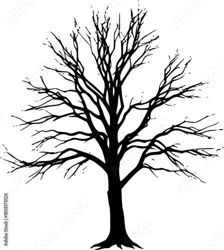 Half Bare Tree Climate Change Environmental Concept Illustration