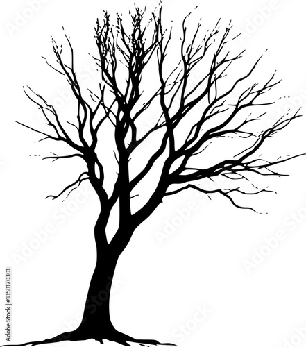 Climate Change Symbol Half Dead Tree Environmental Illustration