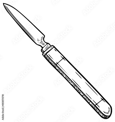 Vintage Surgical Scalpel with Engraved Handle Antique Medical Instrument Illustration