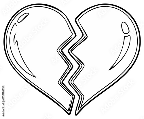 Broken Heart Illustration with Crack Symbolizing Sadness and Grief