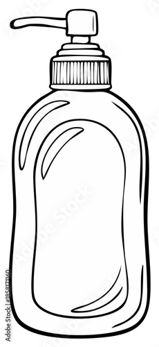 Outline illustration of a hand soap dispenser with a pump, vector design