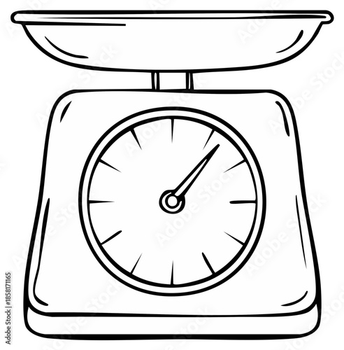 Vintage Kitchen Scale Illustration of Measuring Instrument Weighing Foods and Ingredients