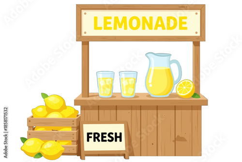 Fresh Lemonade Stand Illustration with Lemons