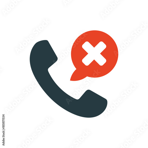 Spam Call Warning Icon, Unwanted Phone Call Blocked Concept Illustration