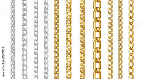 Gold and Silver Curb Chain Links Illustration