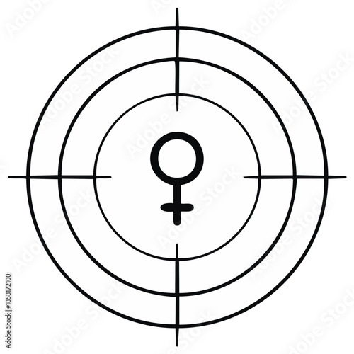 Female Symbol Centered in Target Scope Crosshairs