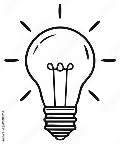 Illustration of Light Bulb Idea Shining Brightly for Creative Thinking and Invention Concepts