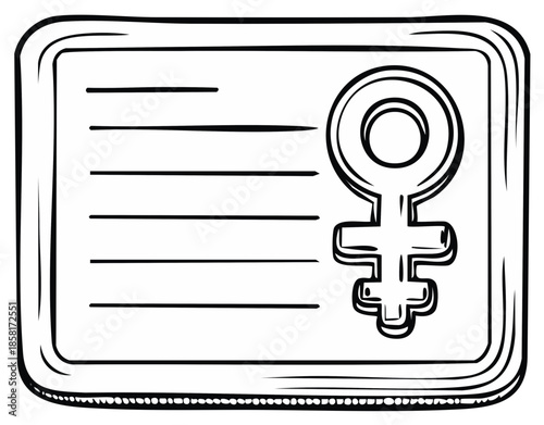 Illustration of a Card with Lines and a Female Symbol Representing Identity and Gender