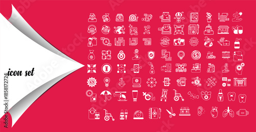 Comprehensive Line Icon Set for Various Industries