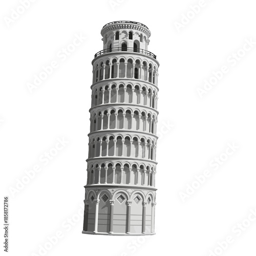 Leaning Tower of Pisa 3D Illustration