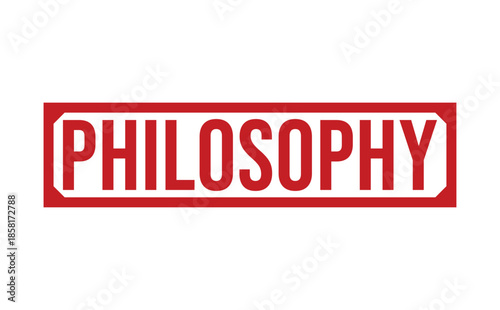 A red rectangular sign with the word Philosophy in large letters