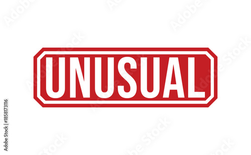 A red rectangular stamp with the word Unusual in white letters