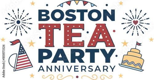 Boston Tea Party Anniversary Vector Flat Design