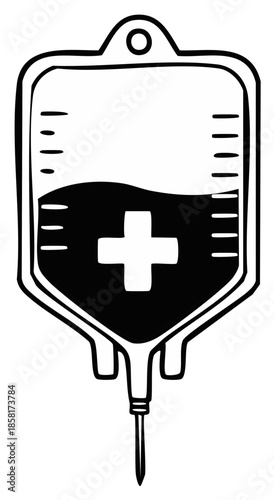Infusion Bag with Cross Symbol Healthcare Concept