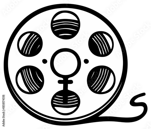 Film Reel Icon Featuring Female Symbol Cutout in Vintage Style
