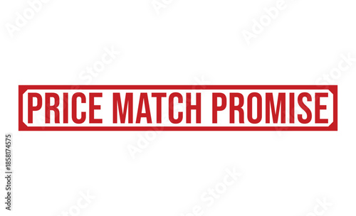 Price Match Promise Guarantee Red Stamp on White Background for Retail Sales and Marketing