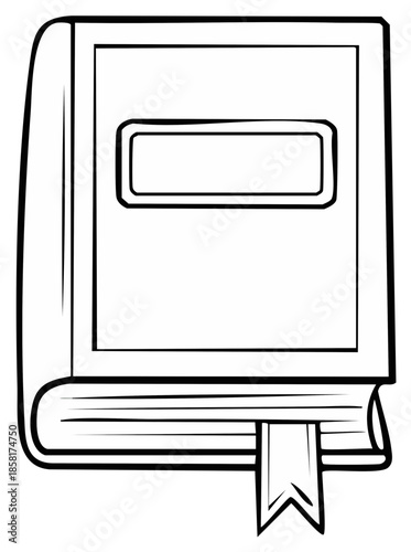 Simple Outline of a Hardcover Book with Bookmark