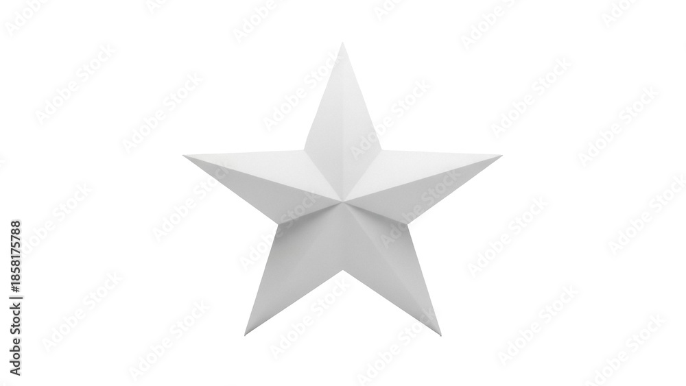 Fototapeta premium Three-dimensional star isolated PNG on transparent background, geometric shape with pointed edges for graphic design and decoration