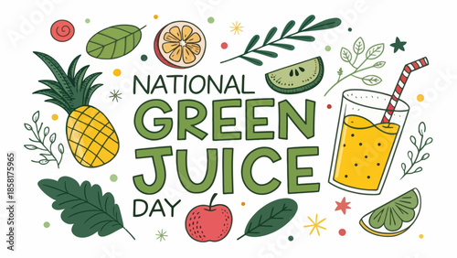 Green Juice Health Drink with Leafy Elements Isolated