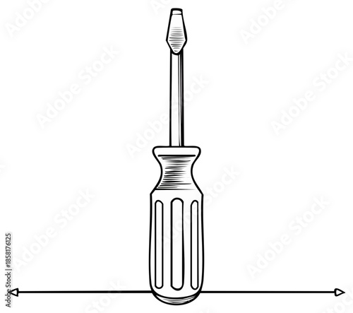 Single flathead screwdriver illustration for repair work and hand tools
