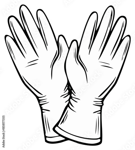 Outline Drawing of Pair of Protective Gloves for Work or Cleaning Activities