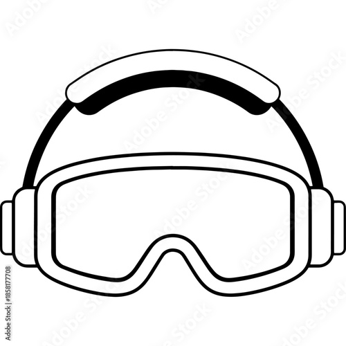 Black and white illustration of ski goggles with a thick strap Vector