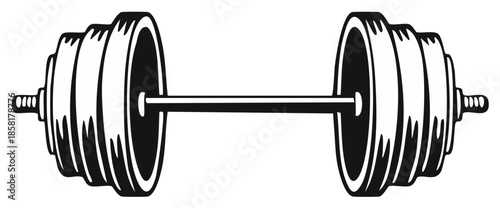 Barbell with weight plates, equipment for gym, fitness vector illustration