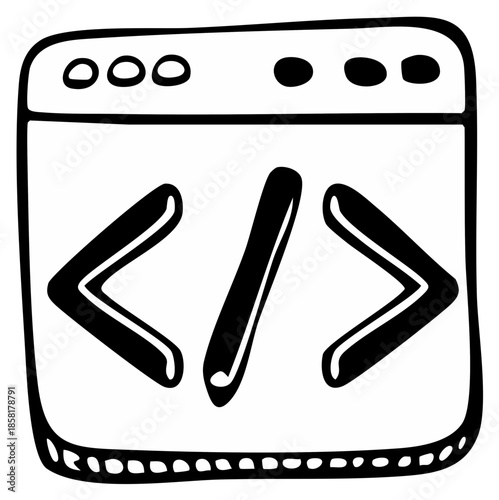Coding Icon with Angle Brackets and Slash for Web Development