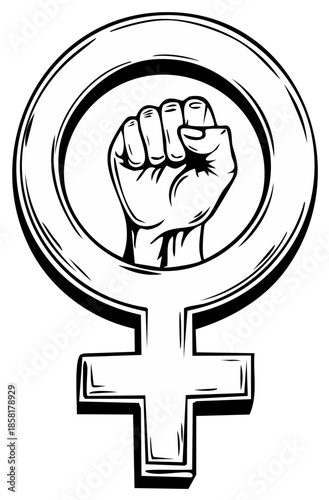 Feminist Symbol with Clenched Fist - Empowerment, Female Strength, Equality Icon