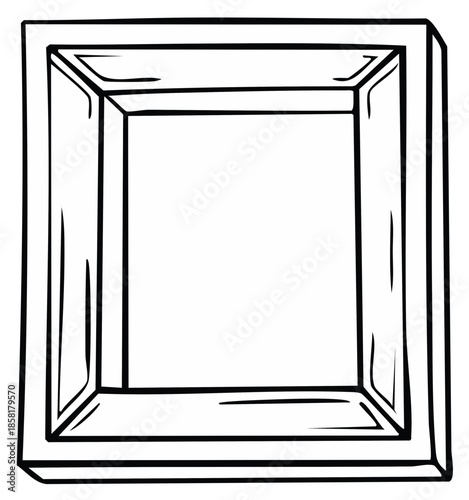 Abstract illustration of a box frame outline, simple graphic design, geometric shape