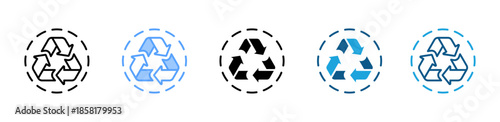 Recycling icon set multiple style collection