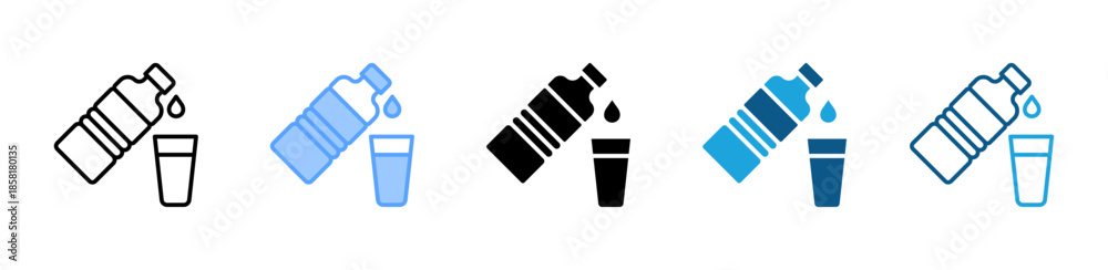 Foto Water Bottle icon set multiple style collection