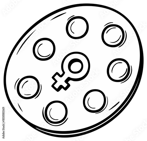 Artistic paint palette with female gender symbol, creative concept