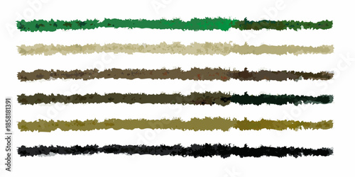 Abstract arrangement of various textured brush strokes in earthy tones