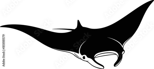 Elegant Silhouette of a Manta Ray in Flight Underwater Ocean Life Icon Vector sea animal