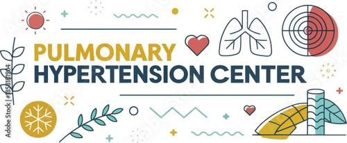 Pulmonary Hypertension Center Vector Illustration with Bold Lines