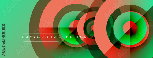 Abstract vibrant circles overlap turquoise backdrop. Modern design elements create dynamic visual effect. Simple text reads background design.