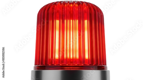 Bright red emergency light PNG isolated on transparent background, warning beacon for safety and security applications